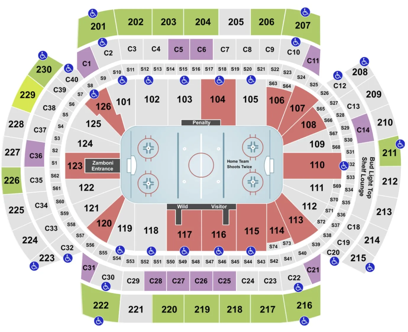 Grand Casino Seating Chart - Hockey Layout