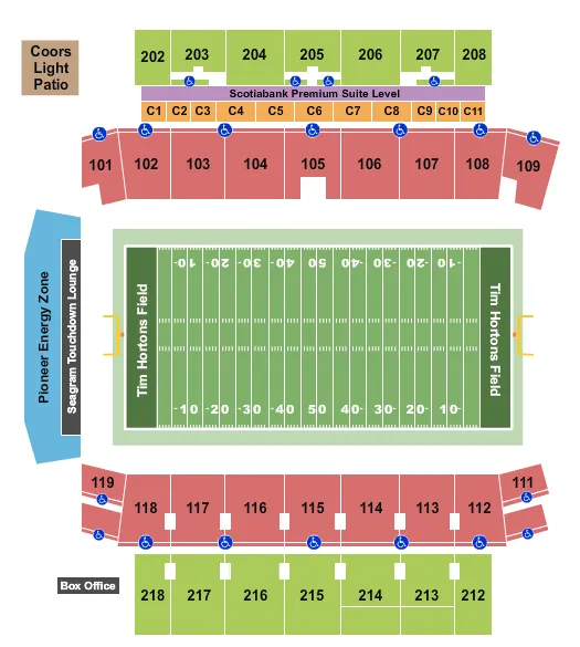 Tim Hortons Field Seating Chart