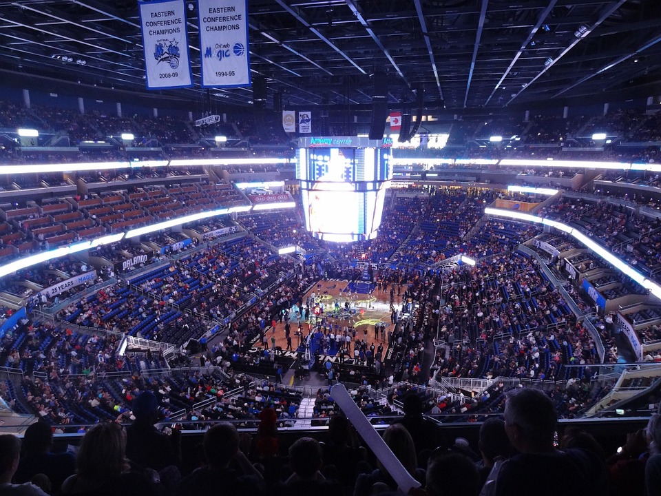 A photo of the crowd at an Orlando Magic NBA game.