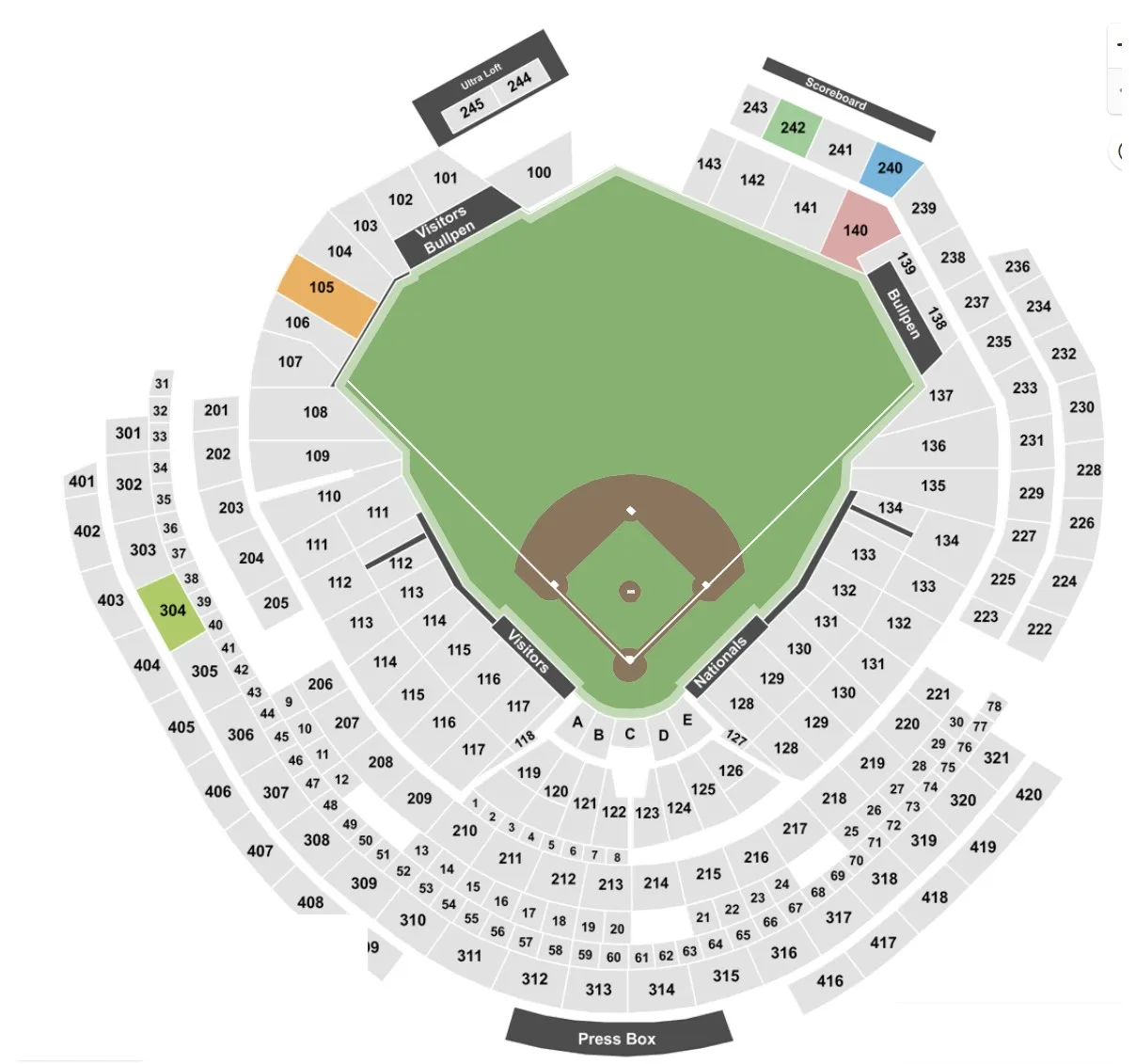 Washington  Nationals Seating Chart