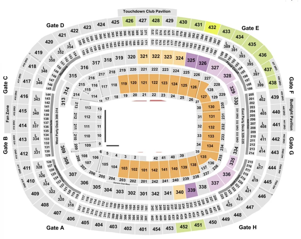 Northwest Stadium Layout Map