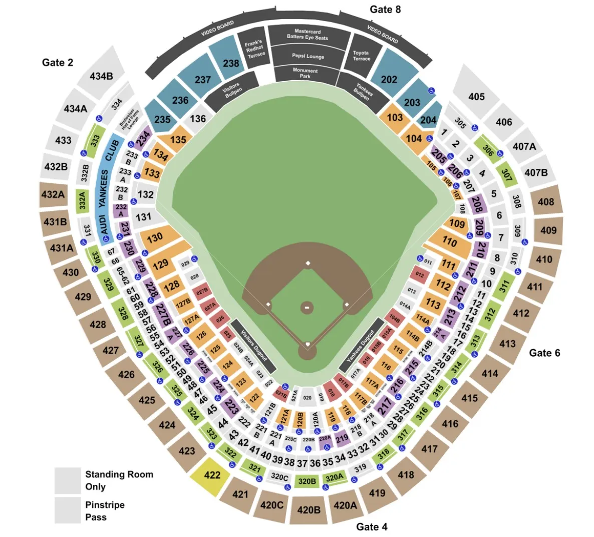 Yankee Stadium Seating Chart