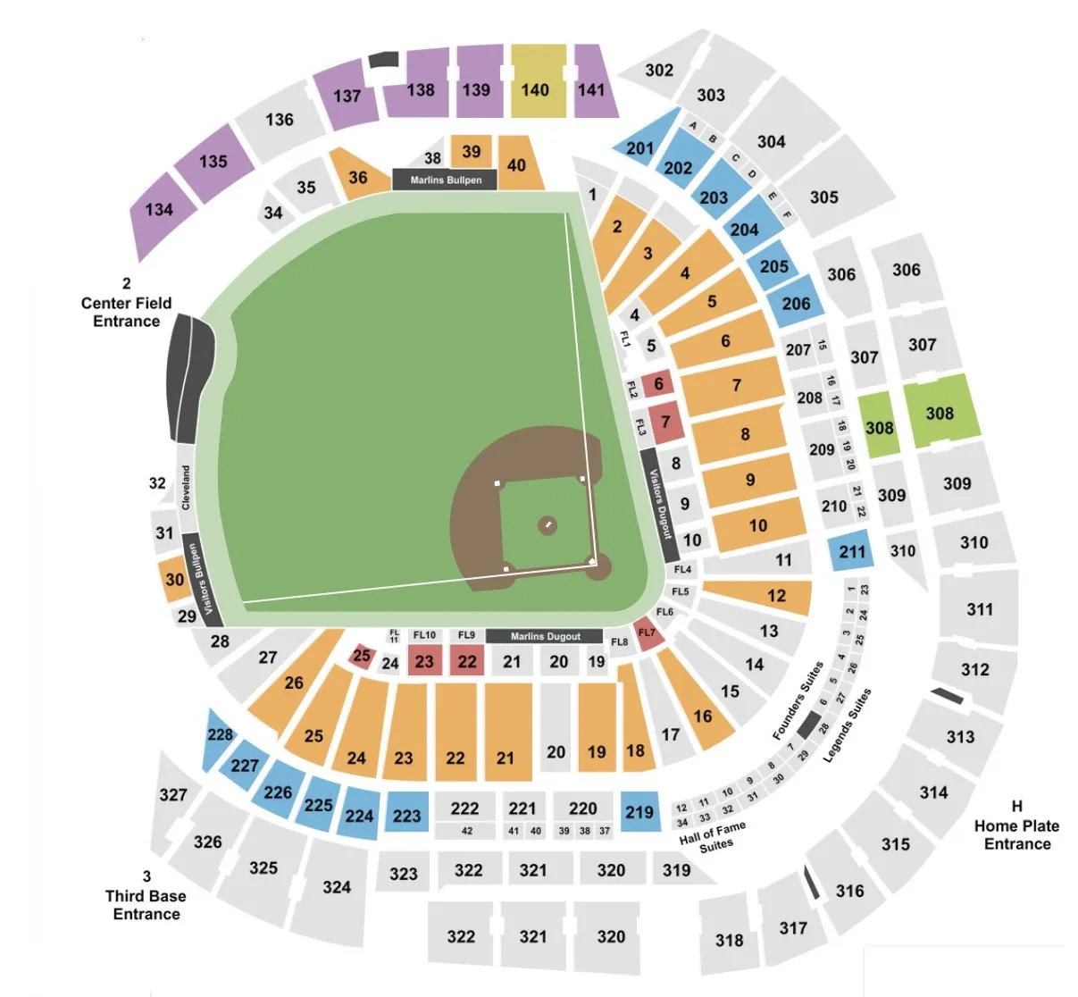 loanDepot Park Seating Chart