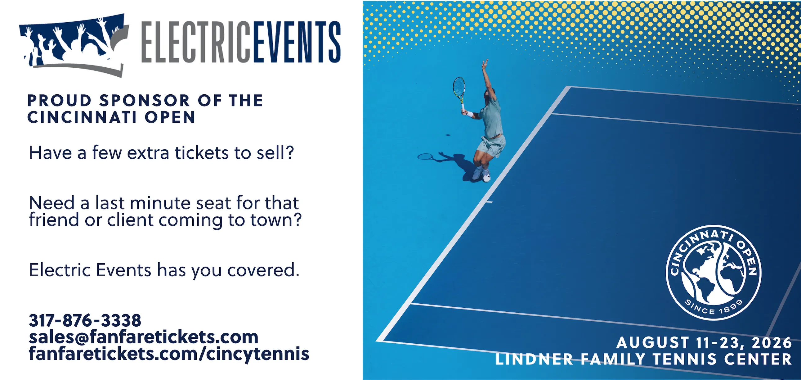 Electric Event Tickets, Cincinnati Open, Cincy Tennis, Cincinnati Tennis tickets, Cincinnati tennis tickets