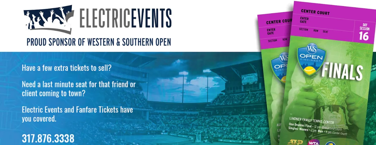 Electric Event Tickets, Western and Southern Open, Cincy Tennis, Cincinnati Tennis tickets, Cincinnati tennis, Western and southern open tickes