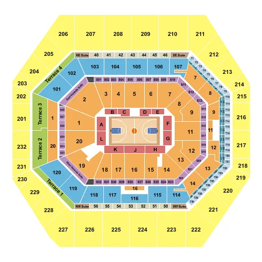 Indiana Pacers vs Charlotte Hornets seating chart at Gainbridge Fieldhouse in Indianapolis, Indiana