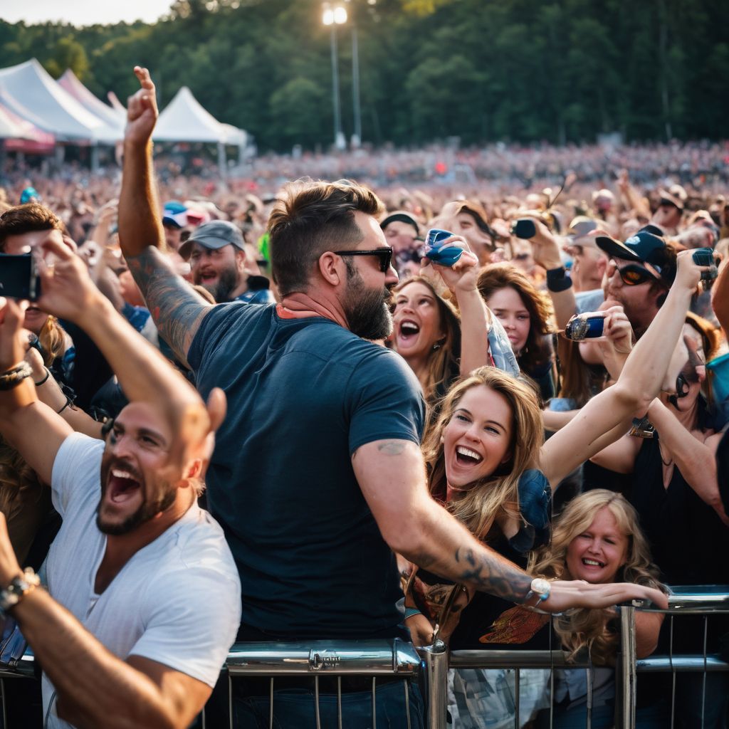 A lively outdoor music festival with a dynamic Aaron Lewis performance.