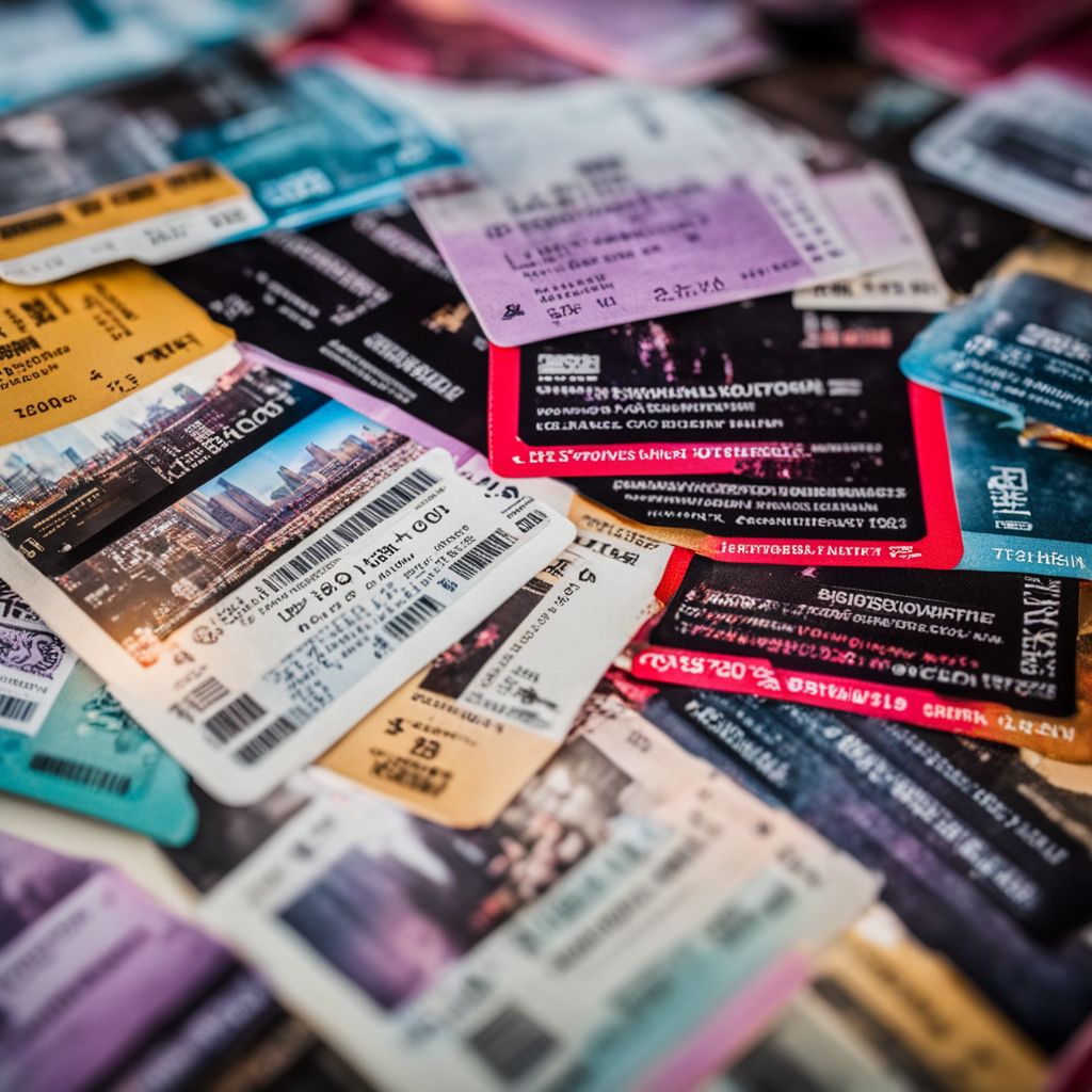 A photo of Alanis Morissette concert tickets surrounded by a vibrant crowd.