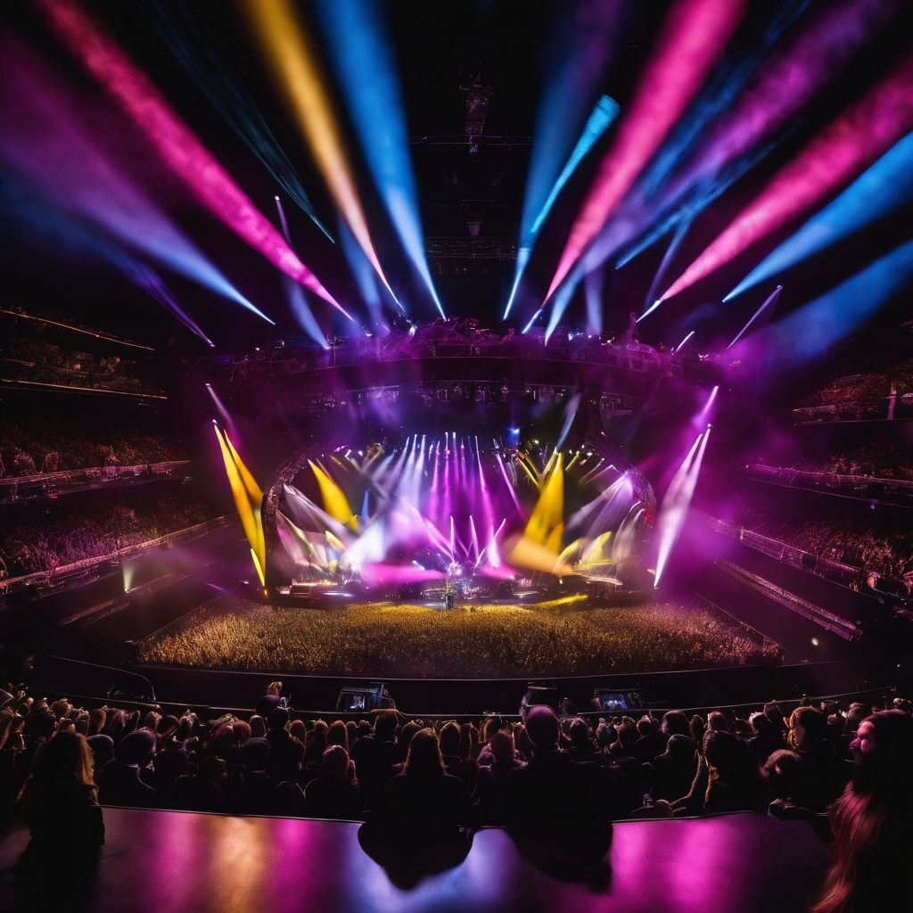 A vibrant stage with a captivating Brit Floyd performance.