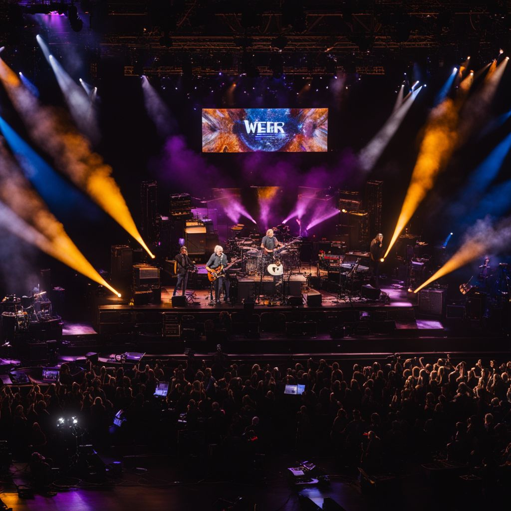 A photo of Bob Weir's NYE concert livestream stage setup with instruments.