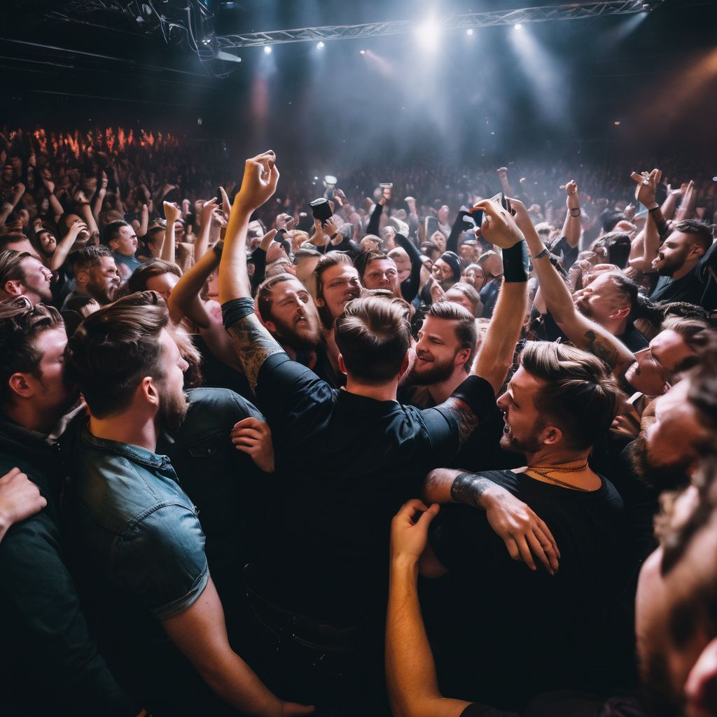 Beartooth fans in a lively mosh pit at a concert.