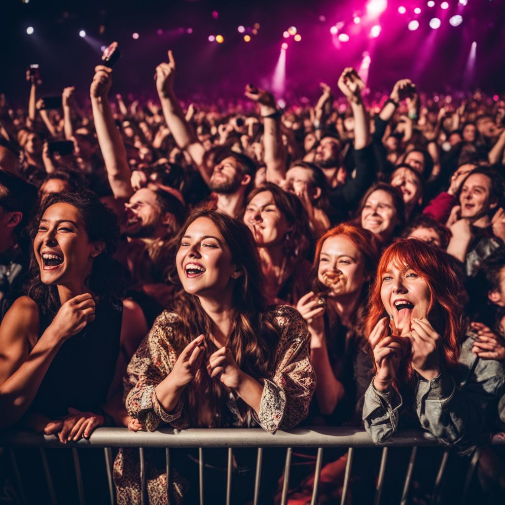 A diverse crowd of fans cheering at a City and Colour concert.