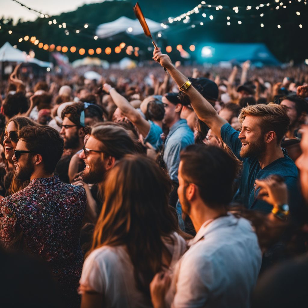 A band performing in a vibrant concert venue with a diverse audience.