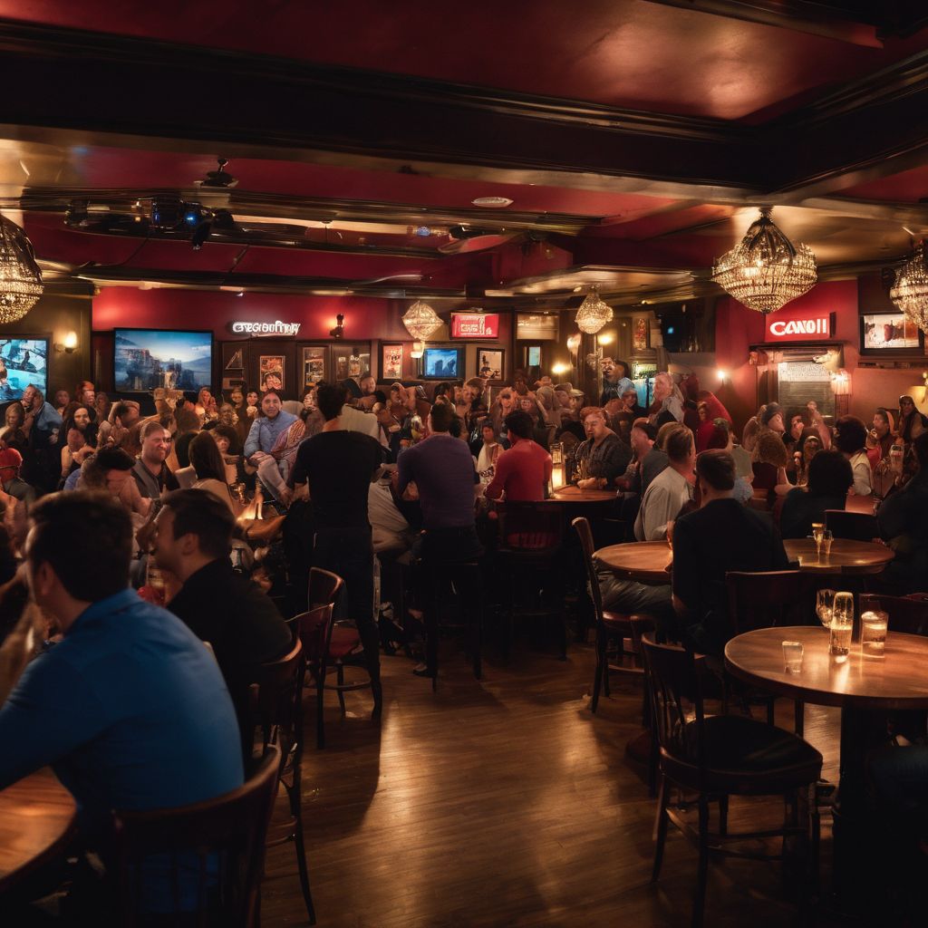 George Lopez performing in a packed comedy club with diverse audience.