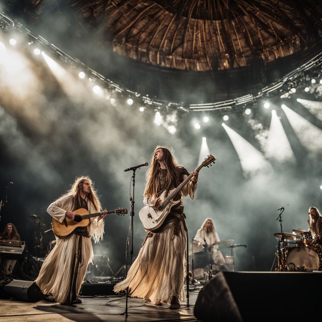 Heilung's captivating performance in an ancient amphitheater surrounded by mystical nature.