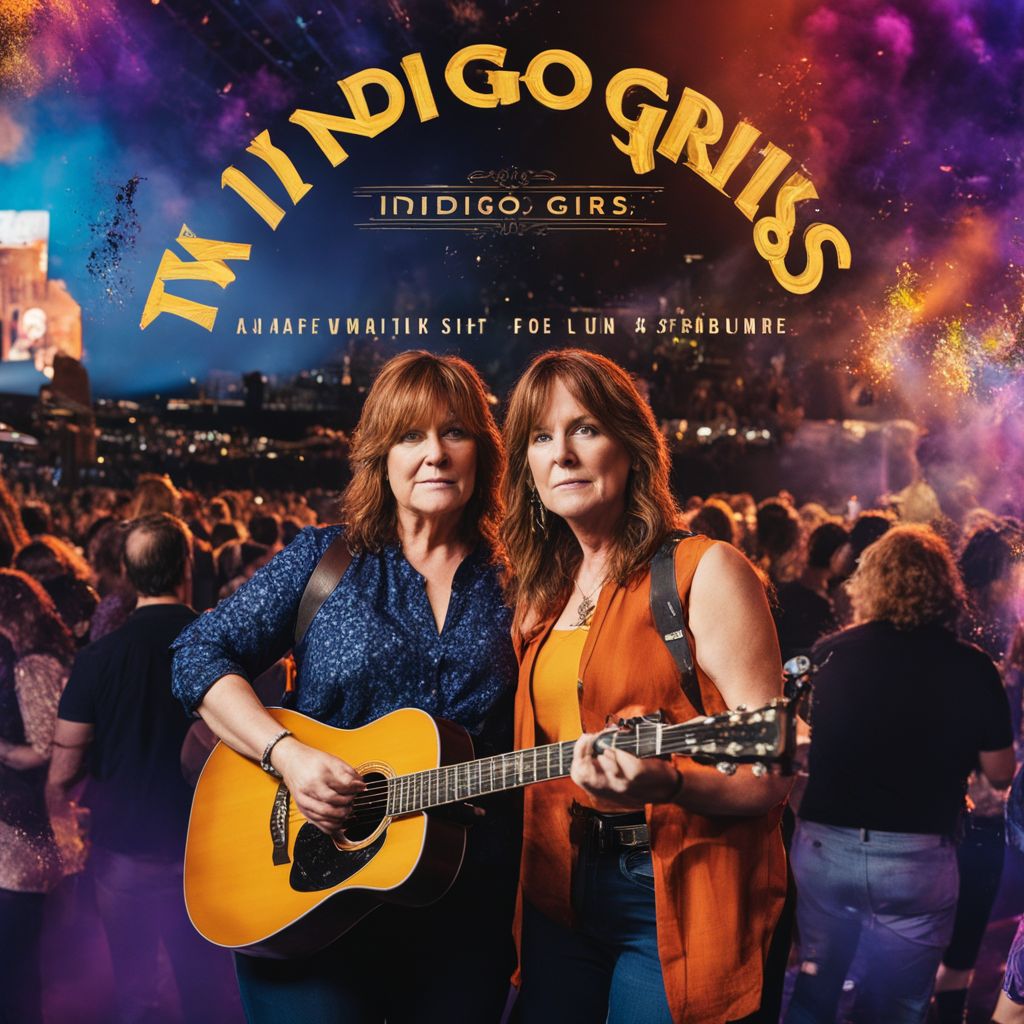 The Indigo Girls' latest album showcased among concert flyers at a music festival.