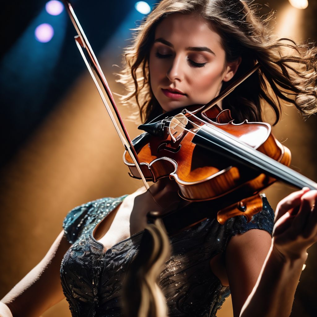 Jenny Oaks Baker playing the violin on stage.