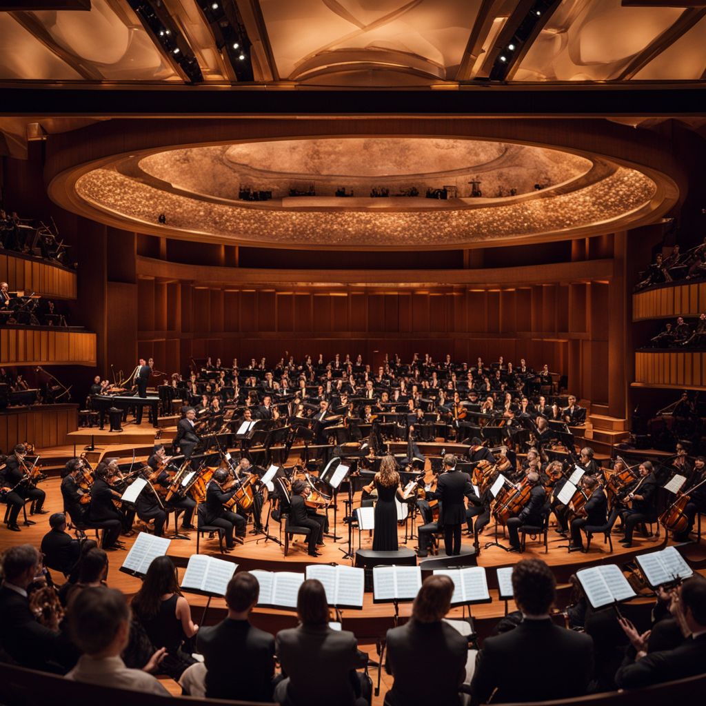 Jenny Oaks Baker performing on stage with an orchestra at Lincoln Center.