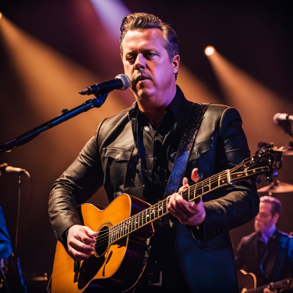 Jason Isbell and the 400 Unit performing on stage with captivated audience.