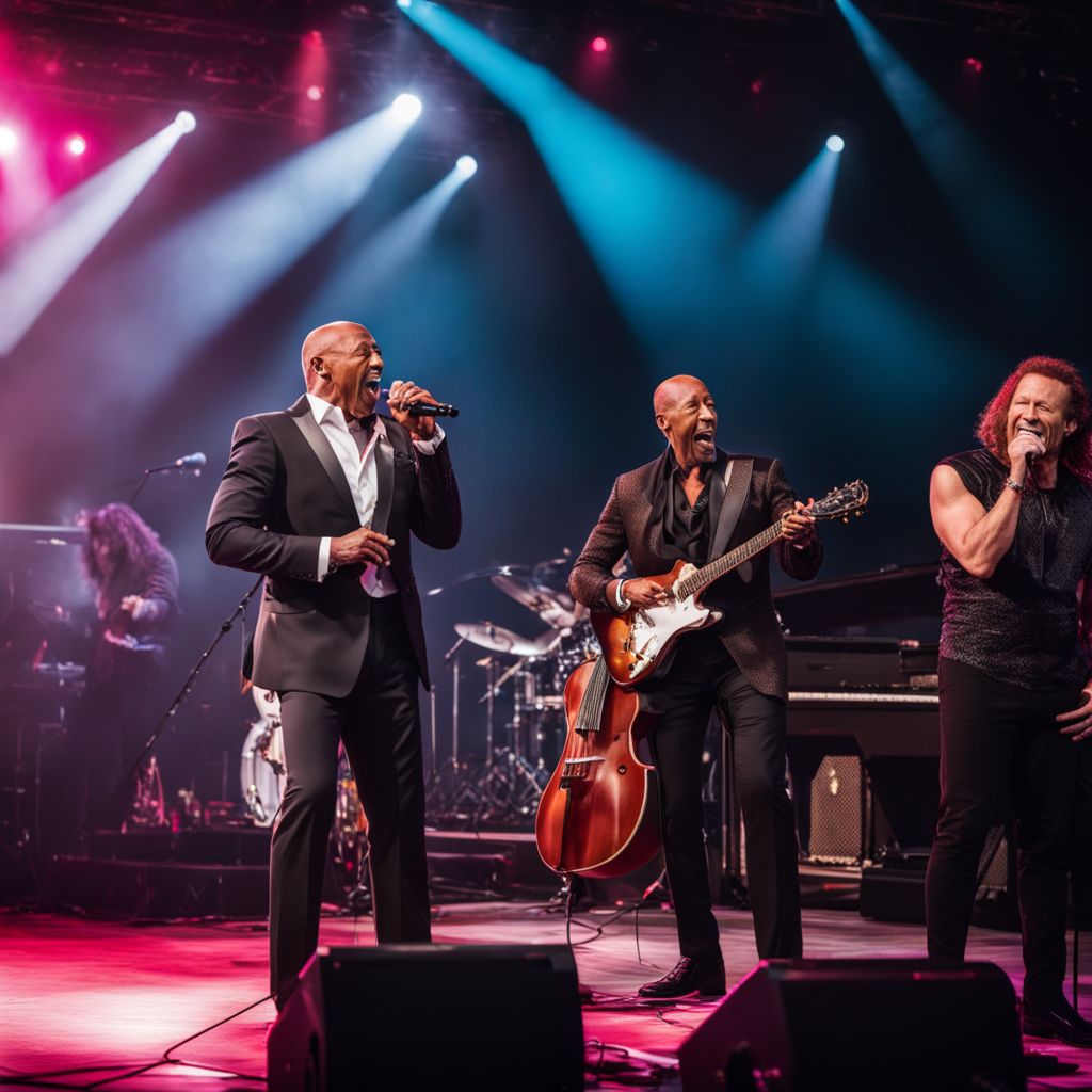 Jeffrey Osborne performing live on stage with a band.