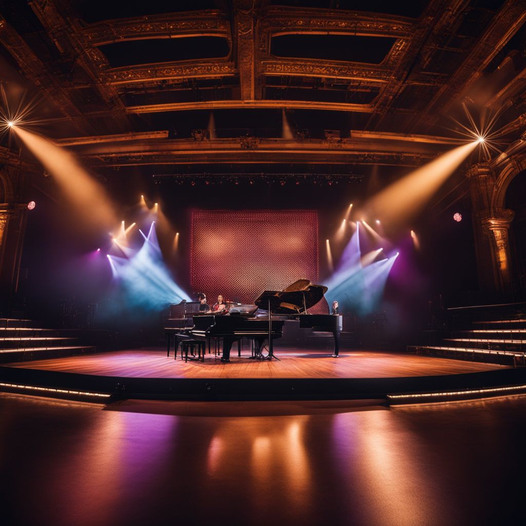 An empty stage under spotlights, awaiting a captivating performance.
