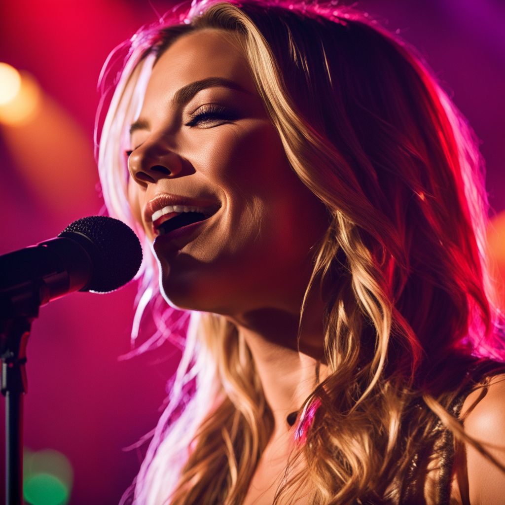 LeAnn Rimes performing on stage with detailed features and vibrant atmosphere.