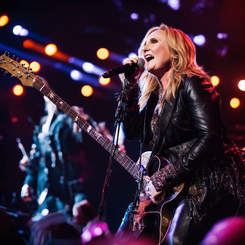 Melissa Etheridge performs with devoted fans in a lively concert scene.