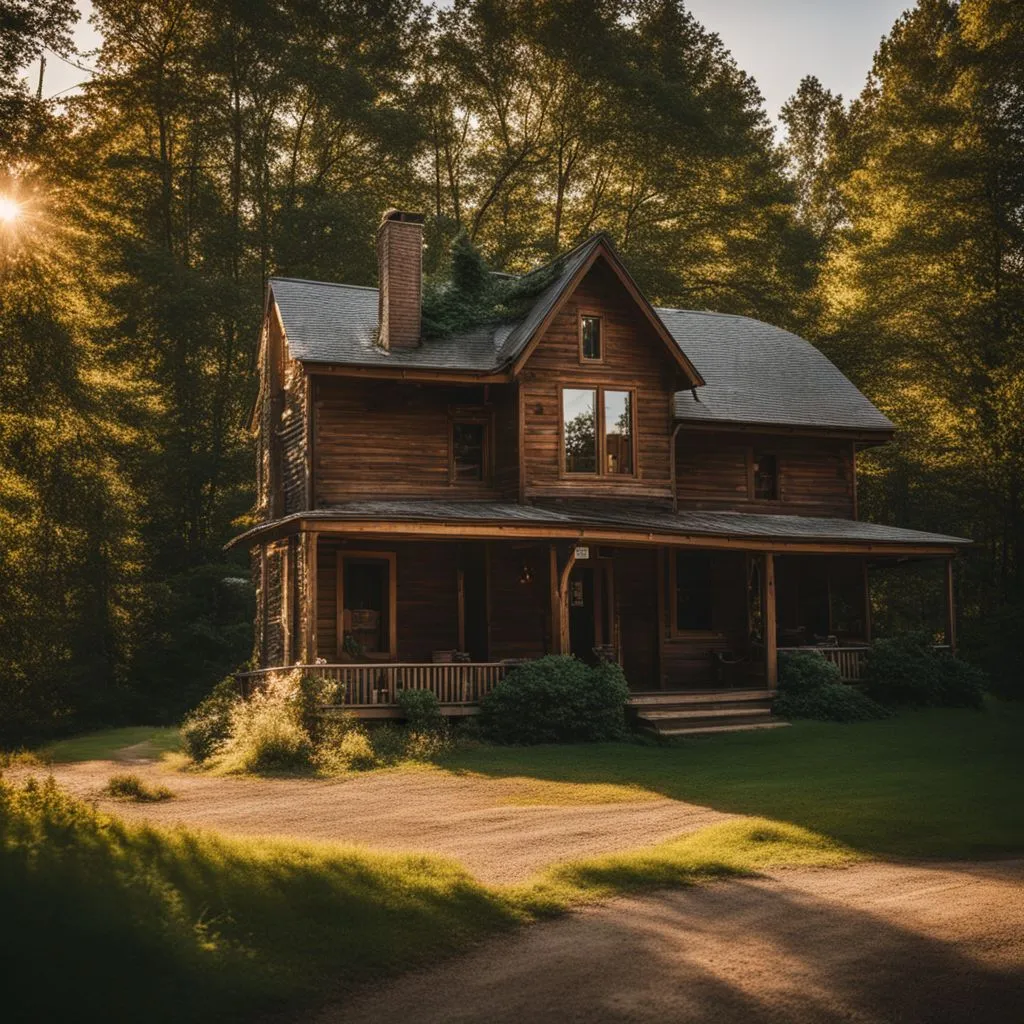 A photo of Morgan Wallen's childhood home in lush countryside.