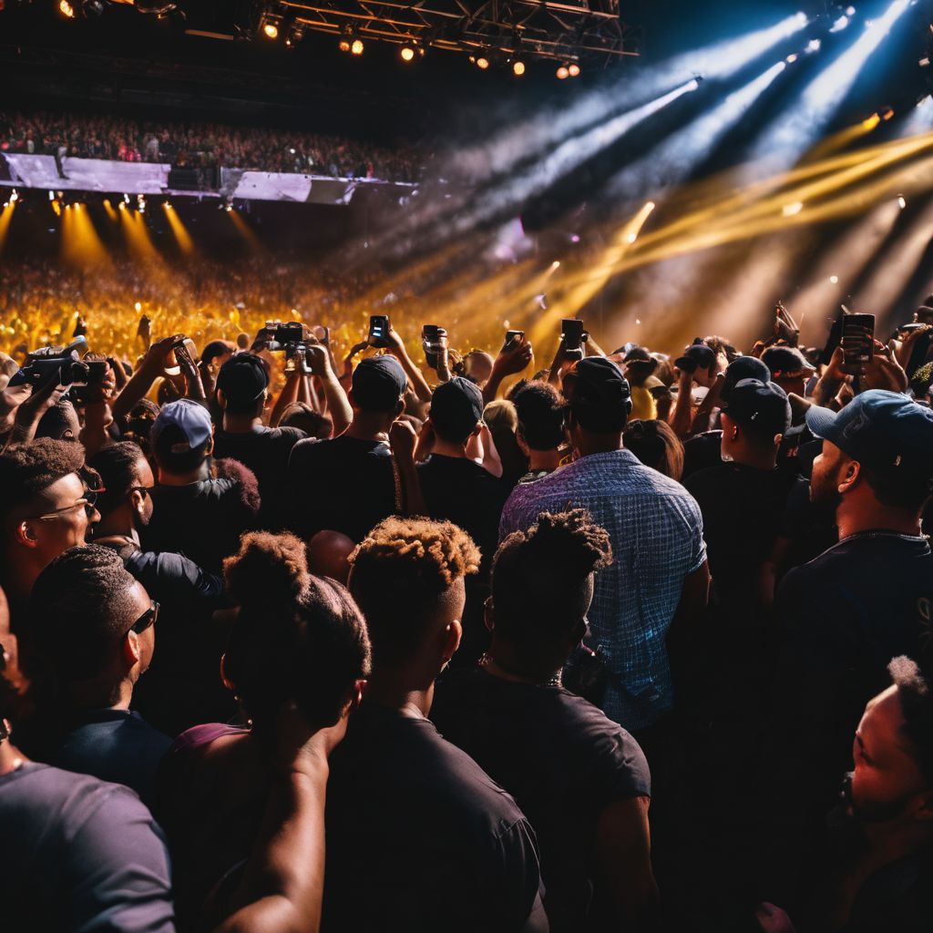 A crowd of fans at a Nelly concert captured in high-resolution.