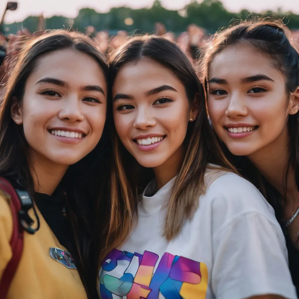 A group of fans wearing Olivia Rodrigo merchandise at her concert.