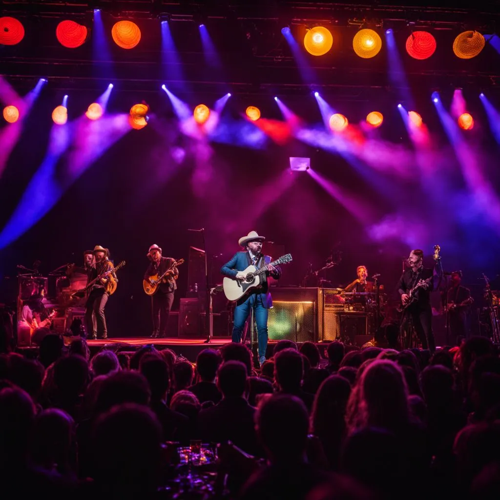 Paul Cauthen captivates a diverse crowd with his performance on stage.