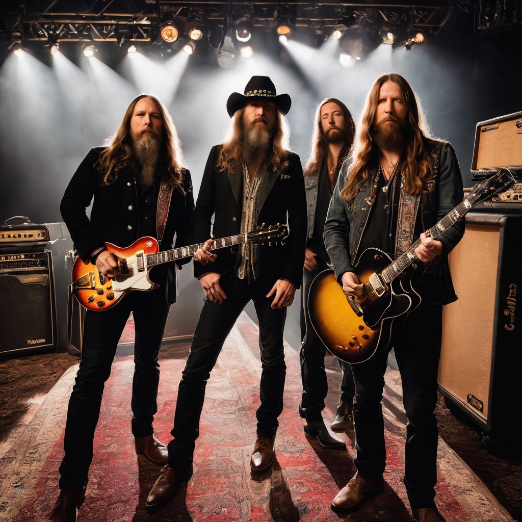 A Blackberry Smoke tour poster featuring band merchandise and vintage guitars.