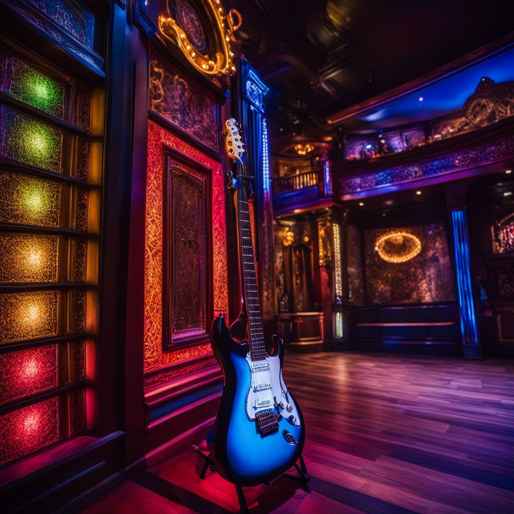 A guitar on stage at House of Blues Las Vegas.