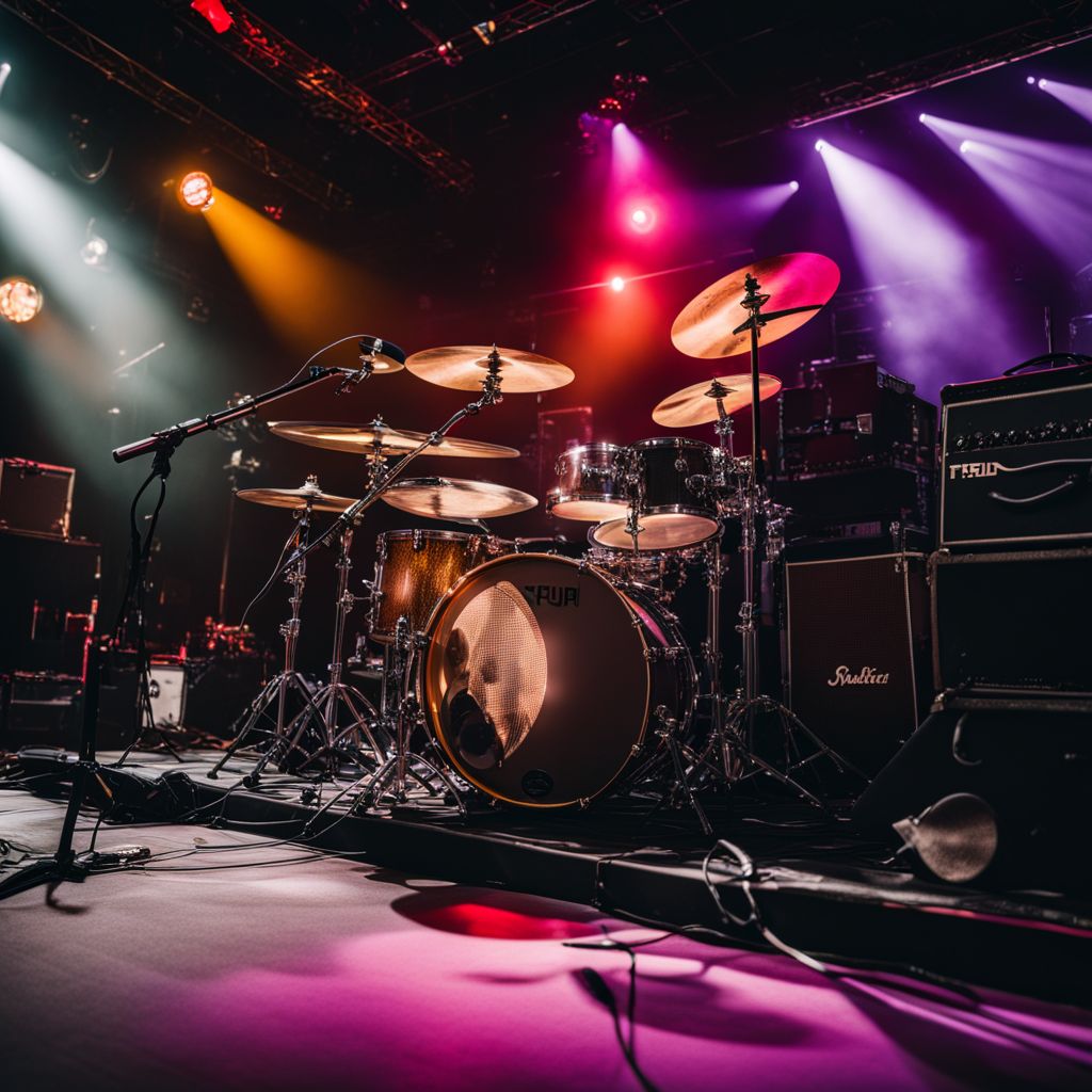 Backstage concert photography capturing diverse artists and equipment in action.