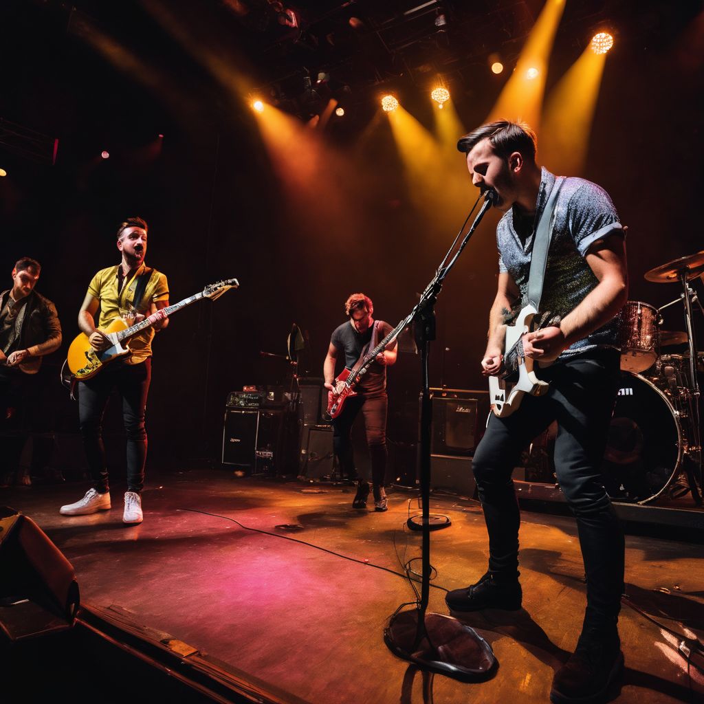 Members of Silverstein performing in a packed concert venue.