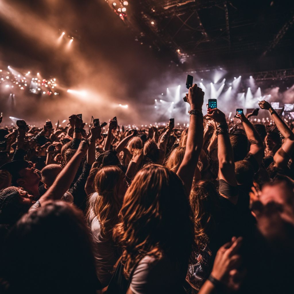 Audience cheering at a Blackberry Smoke concert, showcasing diverse faces and styles.