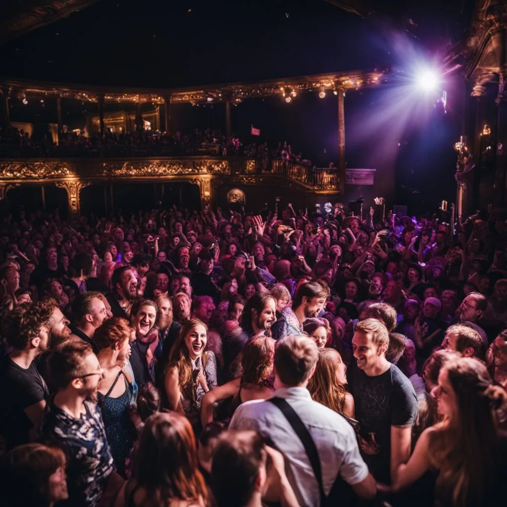 A lively crowd enjoying a Streetlight Manifesto concert in a packed venue.