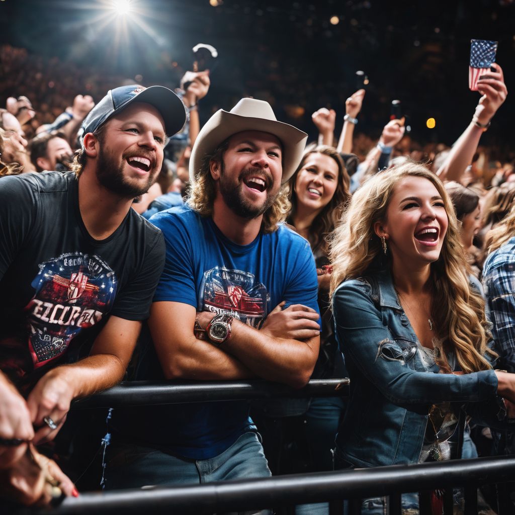 A group of enthusiastic Toby Keith fans at a concert.