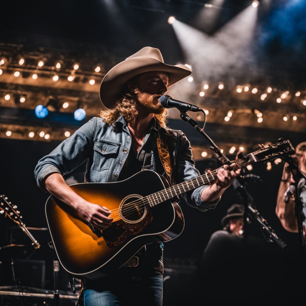 Colter Wall engaging with fans at an outdoor music venue.