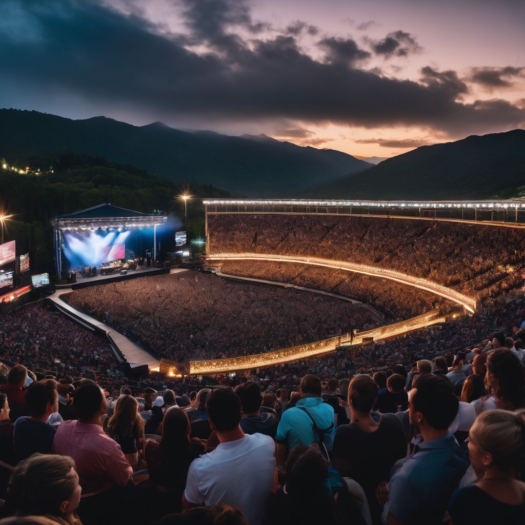 A diverse crowd of fans enjoying a live outdoor concert.