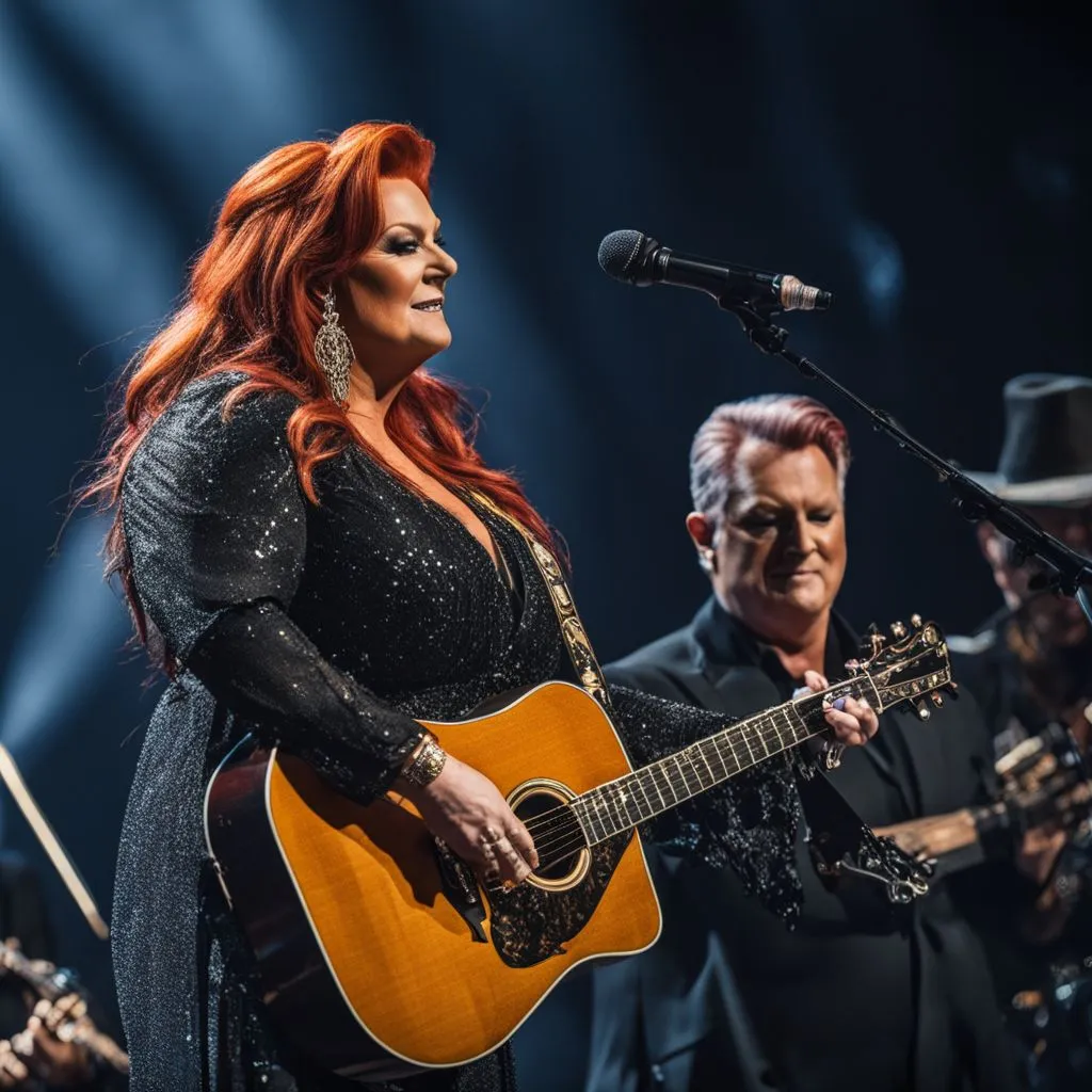 Wynonna Judd performing at country music festival with diverse audience.