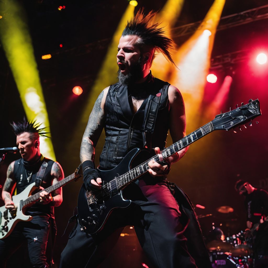 Static-X band members performing live at a festival with dynamic energy.