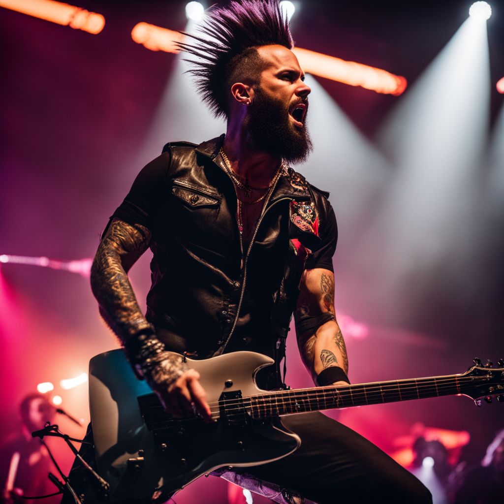 Wayne Static performing on stage surrounded by enthusiastic fans at concert.