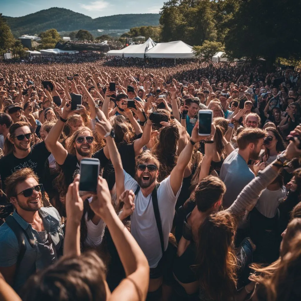 A large, diverse crowd enjoying an outdoor music festival.