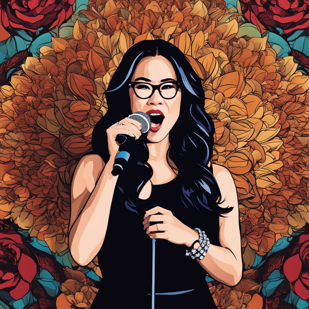 Ali Wong performing stand-up comedy in front of diverse and enthusiastic audience.