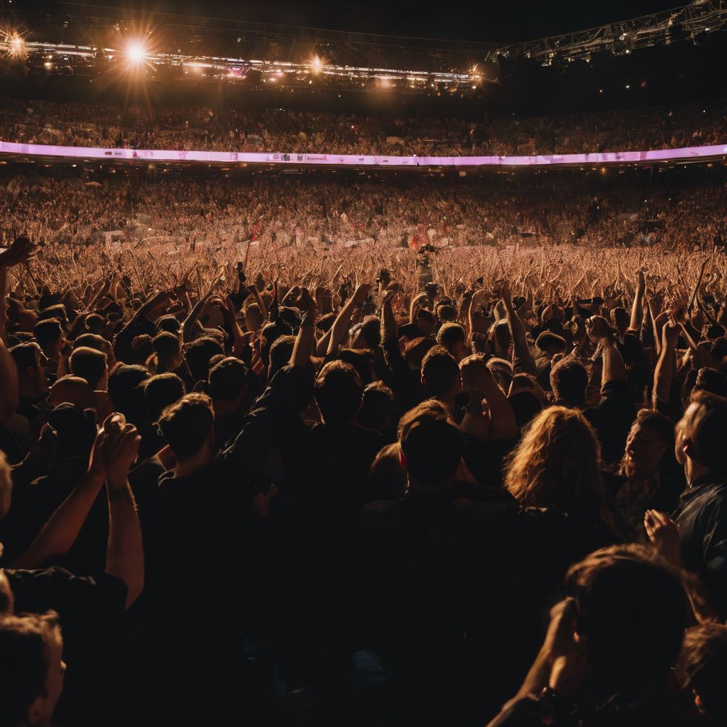 A crowd of ecstatic fans enjoying an Alkaline Trio concert.