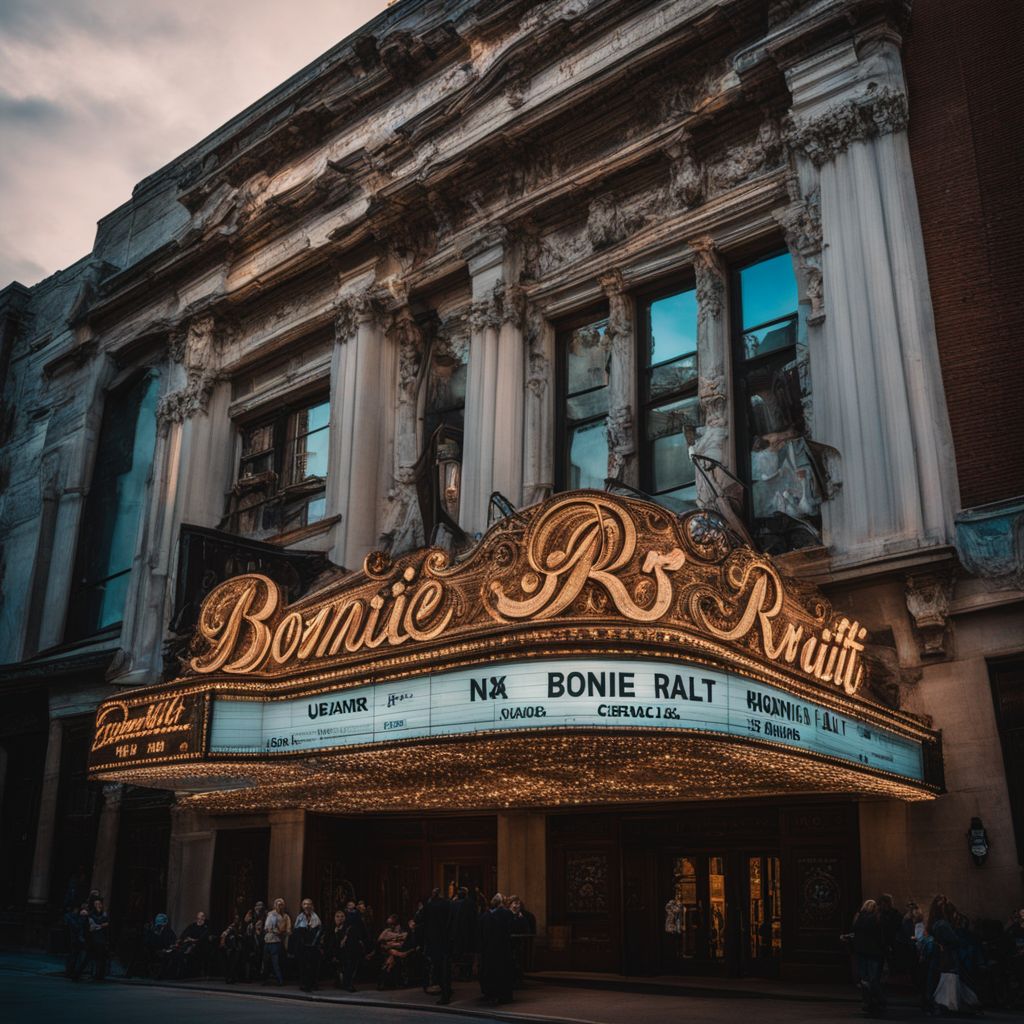 A vintage concert hall marquee advertises Bonnie Raitt Live.