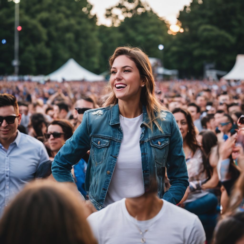 A vibrant crowd swaying at a Charlotte Cardin concert.