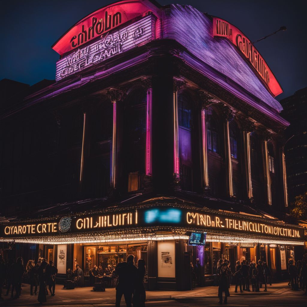A concert venue with Charlotte Cardin's name lit up on the marquee.