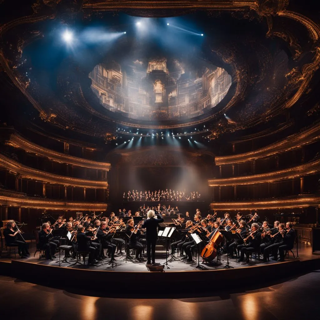 HAUSER performing with orchestra in various outfits and hair styles.